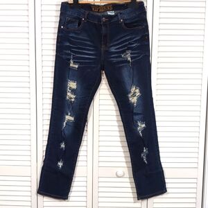 VIP Womens Distressed Destoryed Blue Jeans Denim Size 13 /14